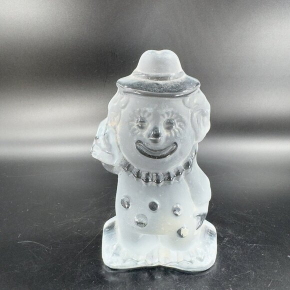 Vintage Viking Glass Clown Figurine Paperweight Frosted Clear Heavy Crystal Vtg - Picture 7 of 13
